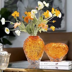 Bình hoa thủy tinh dung nham màu cam/ màu xám - HDBTT0025 4
