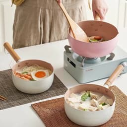 Chảo Lòng Sâu 18cm, Chống Dính Đáy Từ, Nồi Nấu Bột Cho Bé Đa Năng Đa Năng - Vân Đá Ceramic 5
