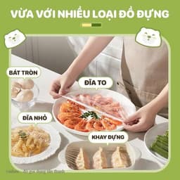 VINBEO Túi màng bọc thực phẩm chất liệu PE treo tường dạng rút, tiện lợi, có chun co dãn siêu dai MM 6