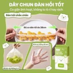 VINBEO Túi màng bọc thực phẩm chất liệu PE treo tường dạng rút, tiện lợi, có chun co dãn siêu dai MM 8