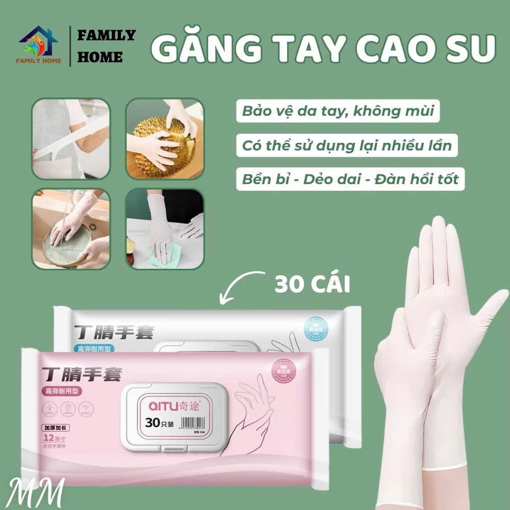 Set 30 Găng Tay Cao Su Size M Làm Bếp Nấu Ăn, Rửa Bát Siêu Dai