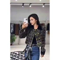 Áo khoác dạ Yayi kẻ khuy đồng cổ đức #vipppp 6