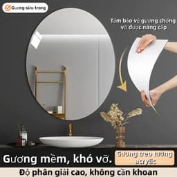 Gương treo tường acrylic 50cm, thích hợp cho phòng tắm, chống thấm nước, chống vỡ, trang trí phòng, trang trí nhà cửa. 4