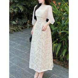 XUKADRESS_ VÁY REN KEM XOÈ KÈM KHĂN CHOÀNG – SANG TRỌNG & TINH TẾ ✨Váy dự tiệc sang chảnh 2