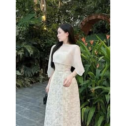 XUKADRESS_ VÁY REN KEM XOÈ KÈM KHĂN CHOÀNG – SANG TRỌNG & TINH TẾ ✨Váy dự tiệc sang chảnh 3