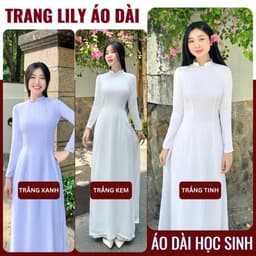 Áo dài học sinh cổ vuông hở, hotgirl, áo dài trắng tay dài, hai tà, cổ U, đồng phục học sinh cấp 3 - Áo Dài Thăng Long 1