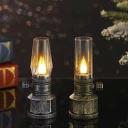 Combo Cặp 2 Đèn Dầu Thờ LED Vĩnh Cửu Dáng Cổ Điển – Ánh Sáng Vàng Ấm, Tặng Pin, Đèn Để Bàn Thờ 1