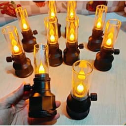 Combo Cặp 2 Đèn Dầu Thờ LED Vĩnh Cửu Dáng Cổ Điển – Ánh Sáng Vàng Ấm, Tặng Pin, Đèn Để Bàn Thờ 3
