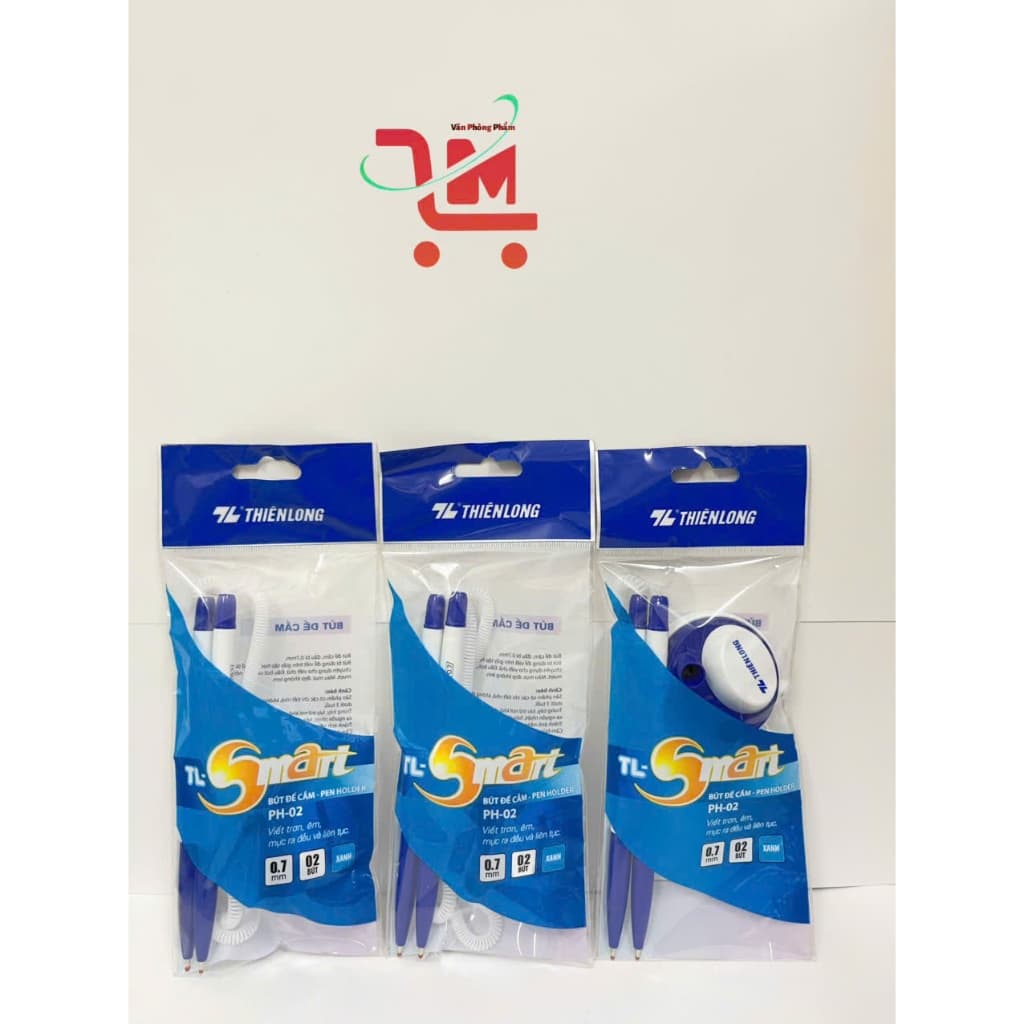 Bộ 2 Cây Bút Bi PH-02 Hiệu Thiên Long, Thân Chắc Chắn, Kiểu Dáng Đơn Giản, Dây Lò Xo Đàn Hồi, Tránh Thất Lạc, Có Đế Cắm