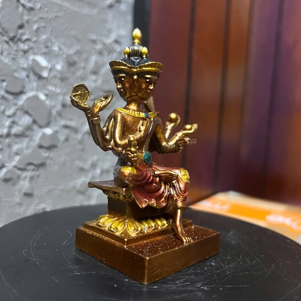 Tượng Phật Tứ Diện đạo Hindu bằng hợp kim đồng thau . vẽ chi tiết sống động, cao 10 cm