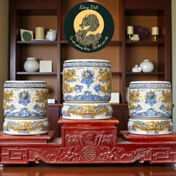 [NGUYÊN SET] COMBO đồ thờ men rạn nghệ nhân RỒNG VIỆT,gốm sứ đắp nổi Bát Tràng cho ban thờ gia tiên 5