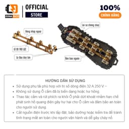 Ổ cắm chịu tải 8000W VINAKIP 2-3- 4 ngả liền dây lõi sứ 3 mét 5 mét chính hãng bảo hành 1 năm 4