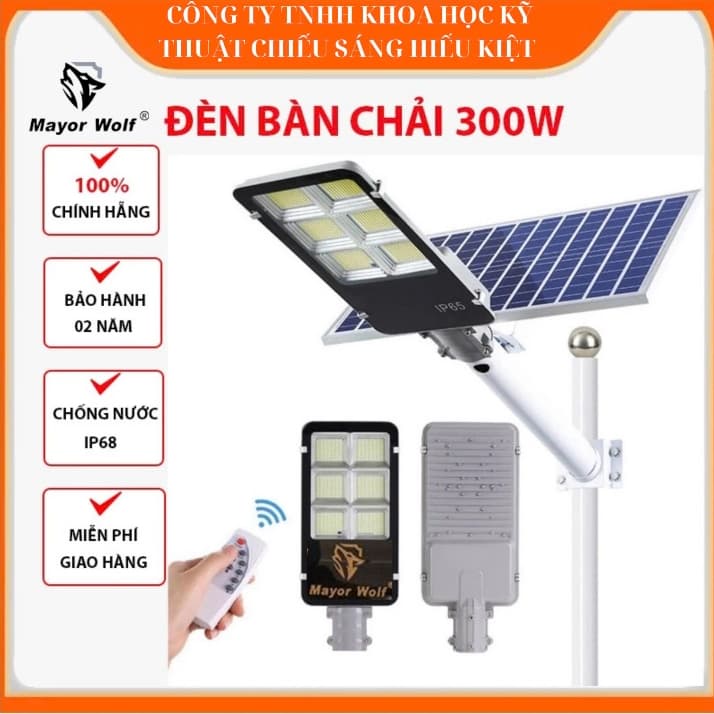 Đèn Năng Lượng Mặt Trời 300W Mayor Wolf Chính Hãng - Pin 42000mAh Có Remote Chống Nước IP66 Sân Vườn Bảo Hành 3 Năm
