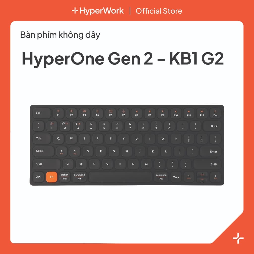 Bàn Phím Không Dây HyperWork HyperOne Gen 2 -  Bluetooth 5.1 2.4GHz Khung Nhôm Cao Cấp Siêu Mỏng Nhẹ