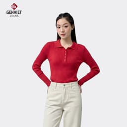 [ẨN] Áo Len Dài Tay Nữ Có Cổ GENVIET JEANS Dáng Ôm Vừa Màu Basic 9066 2