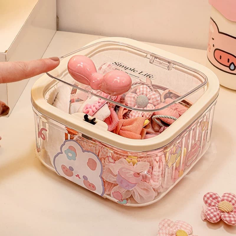 Hộp đựng phụ kiện tóc cho trẻ em, kẹp tóc cho bé gái, dây buộc tóc cho bé, dây chun buộc tóc, hộp đựng trang sức để bàn