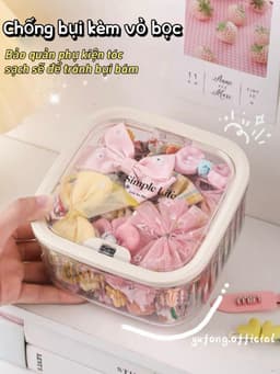 Hộp đựng phụ kiện tóc cho trẻ em, kẹp tóc cho bé gái, dây buộc tóc cho bé, dây chun buộc tóc, hộp đựng trang sức để bàn 4