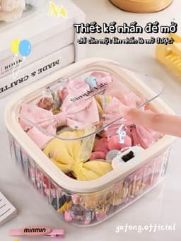 Hộp đựng phụ kiện tóc cho trẻ em, kẹp tóc cho bé gái, dây buộc tóc cho bé, dây chun buộc tóc, hộp đựng trang sức để bàn 5