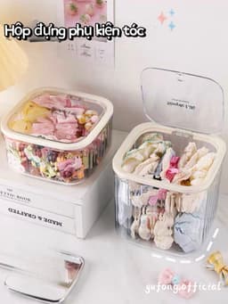 Hộp đựng phụ kiện tóc cho trẻ em, kẹp tóc cho bé gái, dây buộc tóc cho bé, dây chun buộc tóc, hộp đựng trang sức để bàn 3