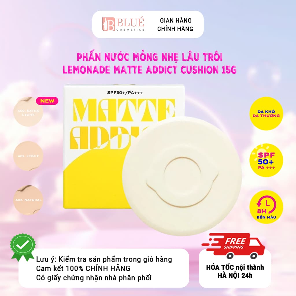 Lemonade Phấn nước lâu trôi Matte Addict Cushion 15g