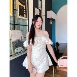 Váy trễ vai tầng bèo chấm bi, dáng A ngắn xoè nhẹ, vibe tiểu thư nhẹ nhàng - Ananclothing 6