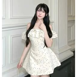 Váy trễ vai tầng bèo chấm bi, dáng A ngắn xoè nhẹ, vibe tiểu thư nhẹ nhàng - Ananclothing 9