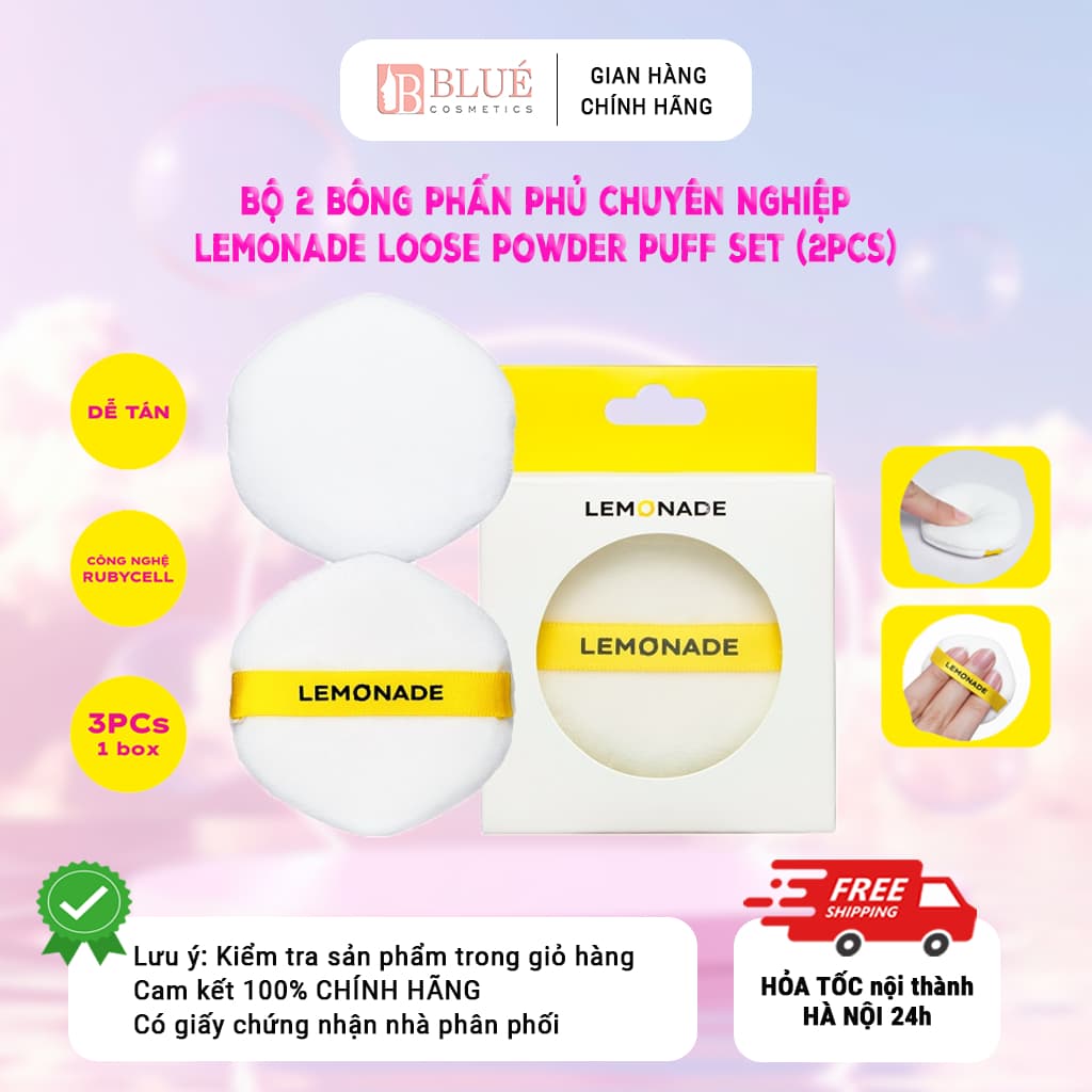 Bộ 2 bông phấn phủ chuyên nghiệp Lemonade Loose Powder Puff Set (2pcs)