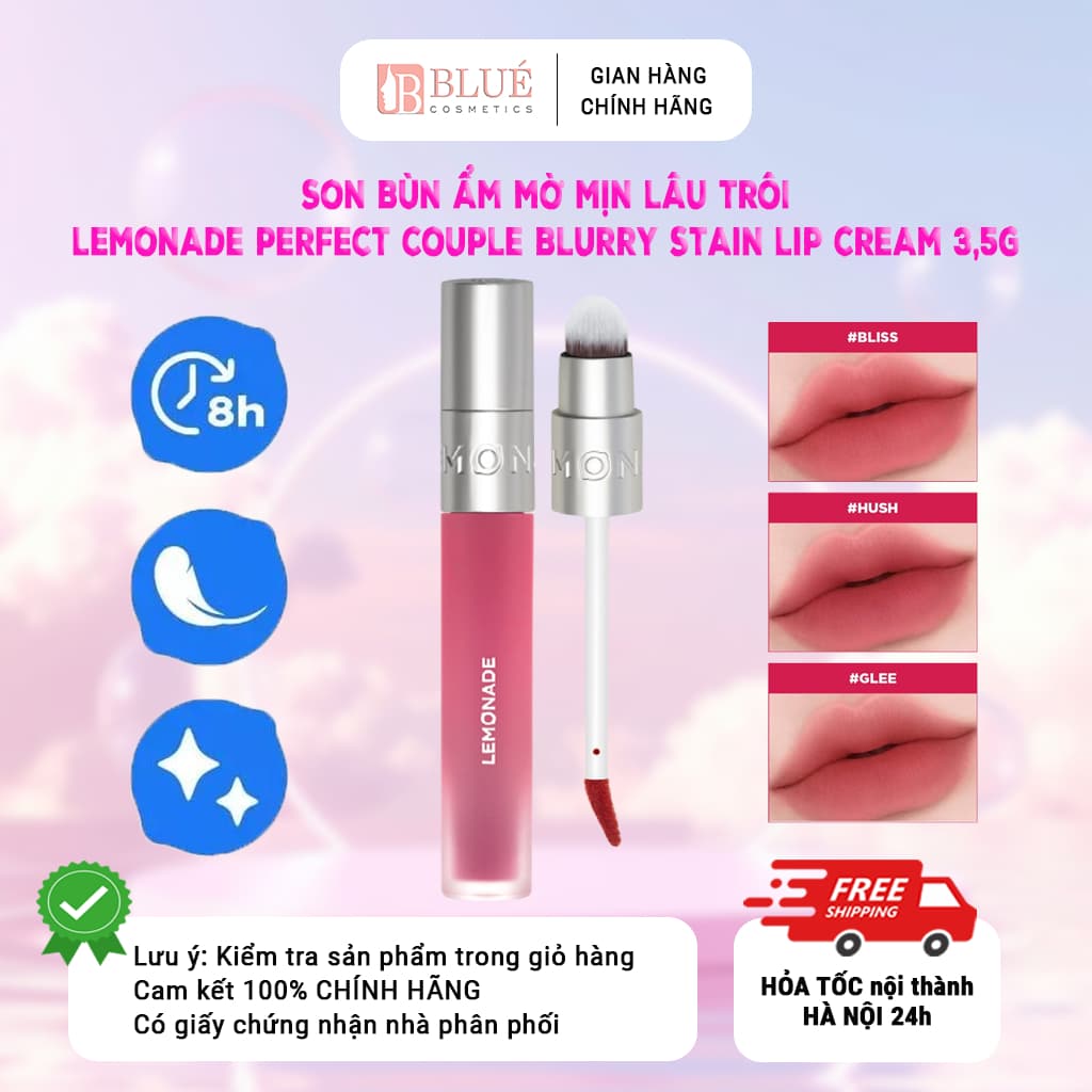 Son bùn ẩm mờ mịn lâu trôi Lemonade Perfect Couple Blurry Stain Lip Cream 3,5g