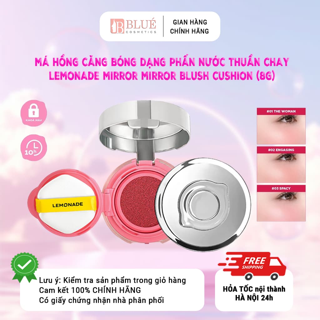 Má hồng Lemonade căng bóng dạng phấn nước thuần chay Mirror Mirror Blush Cushion (8g)