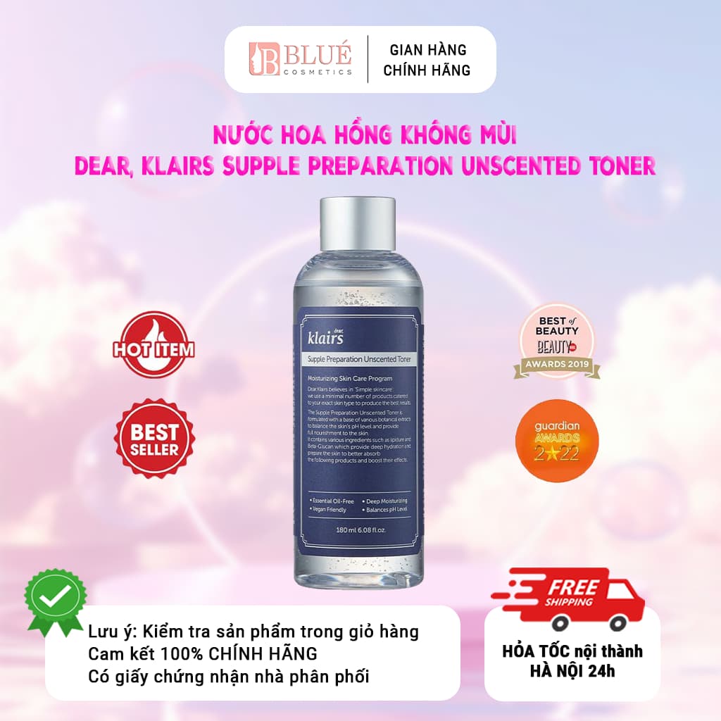 Nước hoa hồng không mùi Dear, Klairs Supple Preparation Unscented Toner