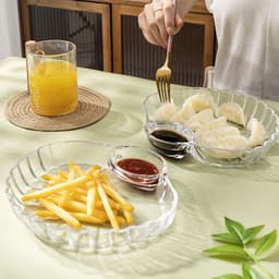 Đĩa Thủy Tinh Hình Vỏ Sò GIA DỤNG QUÊ HƯƠNG Có Ngăn Đựng Nước Chấm 3