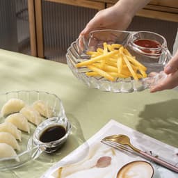 Đĩa Thủy Tinh Hình Vỏ Sò GIA DỤNG QUÊ HƯƠNG Có Ngăn Đựng Nước Chấm 2