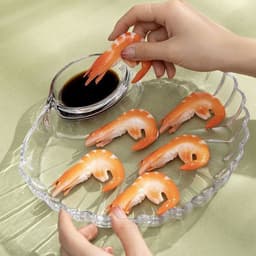 Đĩa Thủy Tinh Hình Vỏ Sò GIA DỤNG QUÊ HƯƠNG Có Ngăn Đựng Nước Chấm 5
