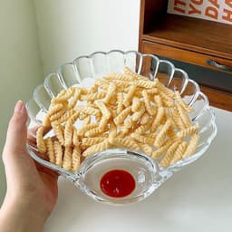 Đĩa Thủy Tinh Hình Vỏ Sò GIA DỤNG QUÊ HƯƠNG Có Ngăn Đựng Nước Chấm 4