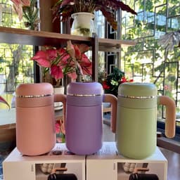 Bình giữ nhiệt mini có tay cầm vân gỗ thích hợp đựng cafe dung tích nhỏ 500ml 2