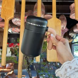 Bình giữ nhiệt mini có tay cầm vân gỗ thích hợp đựng cafe dung tích nhỏ 500ml 5