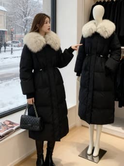 Áo Khoác Phao Nữ Dáng Dài Cao Cấp Cổ Lông To Sang Chảnh, Form Suông Che Khuyết Điểm, Mặc Đi Du Lịch Mùa Lạnh Chali P30 2
