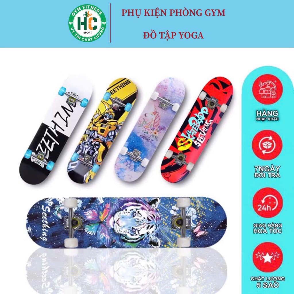Ván trượt Skateboard mặt nhám, trượt ván, ván trượt thể thao gỗ ép 8 lớp chắc chắn.