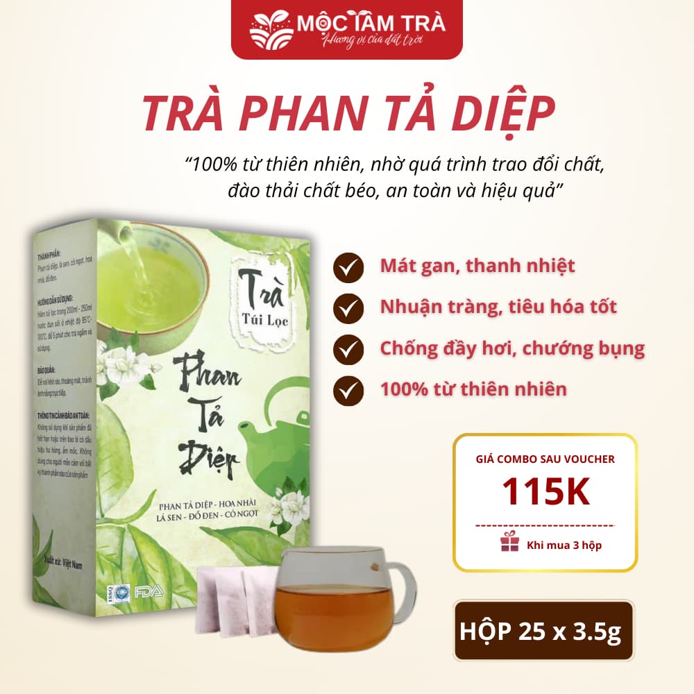 Trà Phan Tả Diệp Mộc Tâm An Hộp 25 Gói x 3.5g