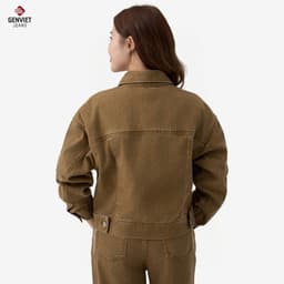 Áo Khoác Croptop Dài tay Nữ GENVIET JEANS Chất Liệu Denim  9086 5