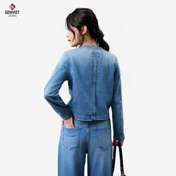[ẨN] Quần bò nữ ống suông GENVIET JEANS chất denim cao cấp cạp cao basic dễ phối đồ tôn dáng 9064 2
