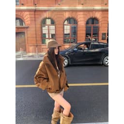 [Đặt trước] 𝐍𝐚𝐢𝐢.𝐨𝐫𝐝𝐞𝐫 | Áo khoác nữ da lộn nâu cà phê vintage, phong cách cá tính, dễ phối đồ - N390 4