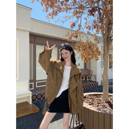 [Đặt trước] 𝐍𝐚𝐢𝐢.𝐨𝐫𝐝𝐞𝐫 | Áo khoác nữ da lộn nâu cà phê vintage, phong cách cá tính, dễ phối đồ - N390 7