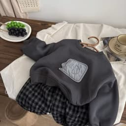 (Sẵn) Set bộ quần áo bo chun dành cho bé, set quần áo thu đông quần kẻ caro 2