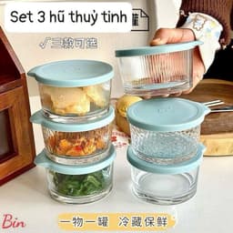 Hũ Thủy Tinh Chịu Nhiệt, Lọ, Hộp Thủy Tinh đựnġ Thực Phẩm Nắp Ấn Mang Đi, Để Tủ Lạnh Dung Tích 260ml Có Nấp Đậy VINBEO 3