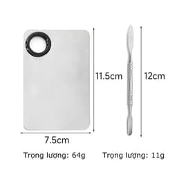 Khay trộn nền, Dụng cụ trang điểm mix kem nền, pha son đa năng bằng thép chống gỉ kèm que trộn 2