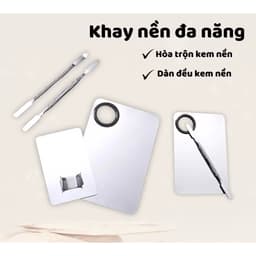 Khay trộn nền, Dụng cụ trang điểm mix kem nền, pha son đa năng bằng thép chống gỉ kèm que trộn 1