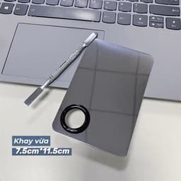 Khay trộn nền, Dụng cụ trang điểm mix kem nền, pha son đa năng bằng thép chống gỉ kèm que trộn 4