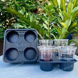 Túi đựng khay ly 4 ô 6 ô – Túi PE hột xoài trong suốt đựng trà sữa, cà phê, đồ ăn mang đi tiện lợi 8