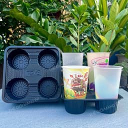 Túi đựng khay ly 4 ô 6 ô – Túi PE hột xoài trong suốt đựng trà sữa, cà phê, đồ ăn mang đi tiện lợi 7
